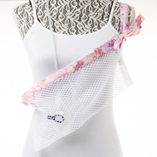 Load image into Gallery viewer, White Mesh Post Surgical Drain Garment with soft cotton Pastel Splash trim fits to 3x- Holds 4 to 6 JP Drains or 2 Blake Drains.