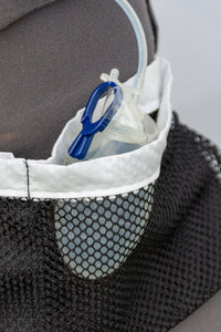 Shower / Everyday Quick Dry Mesh Post-Surgical Drain Holder Black with White Cotton Trim