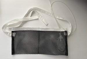 Shower / Everyday Quick Dry Mesh Post-Surgical Drain Holder Black with White Cotton Trim
