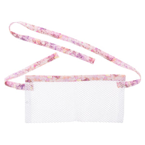 White Mesh Post Surgical Drain Garment with soft cotton Pastel Splash trim fits to 3x- Holds 4 to 6 JP Drains or 2 Blake Drains.