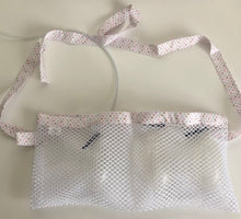 Load image into Gallery viewer, White Shower Mesh Post-Surgical Drain Holder with Heart Trim
