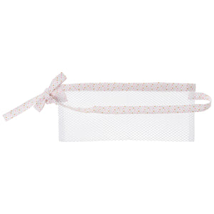 Shower Mesh Post-Surgical Drain Holder White with Soft Cotton Hearts trim