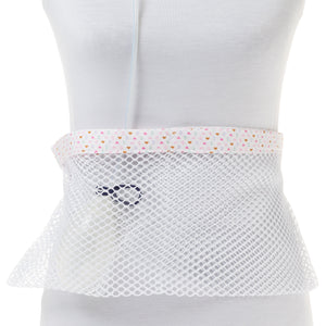 White Shower Mesh Post-Surgical Drain Holder with Heart Trim