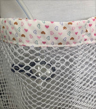 Load image into Gallery viewer, Shower Mesh Post-Surgical Drain Holder White with Soft Cotton Hearts trim
